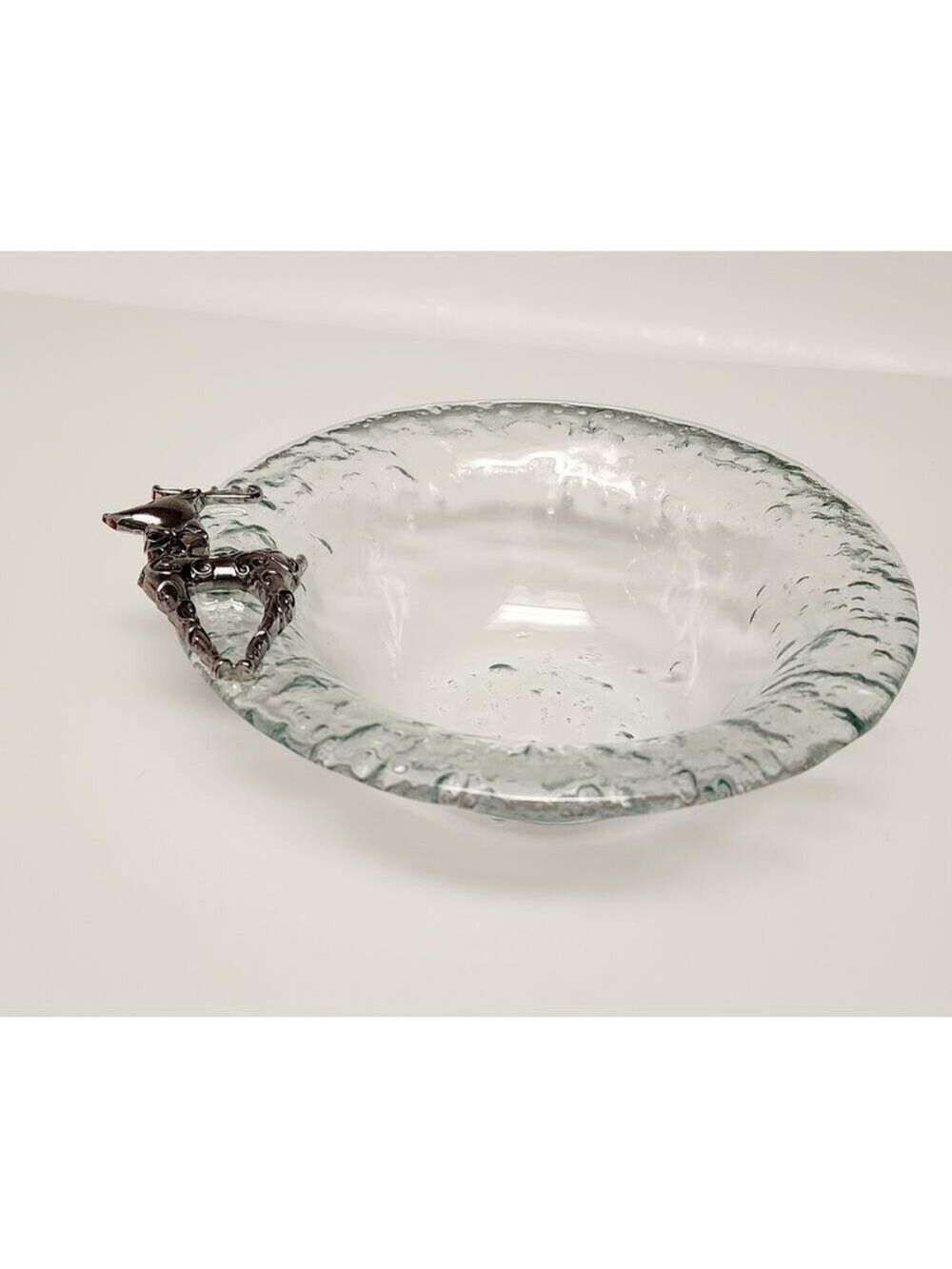 Lots of 2 Christmas Santa & Reindeer Glass dish with Santa 6.5” - Picture 10 of 10